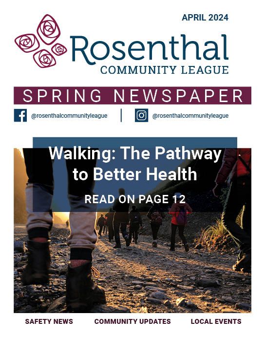 The cover of the rosenthal community league spring newspaper