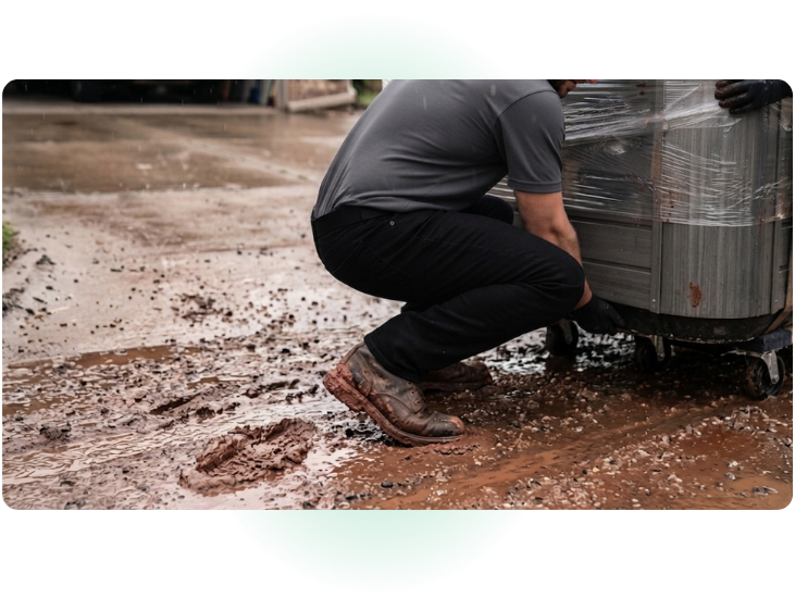 Professional hot tub movers transporting spa through residential property