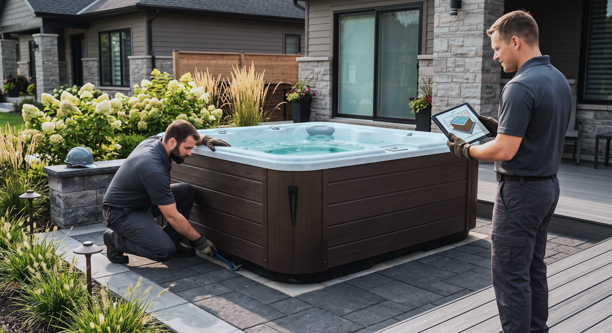 Backyard hot tub relocation at a Durham residence