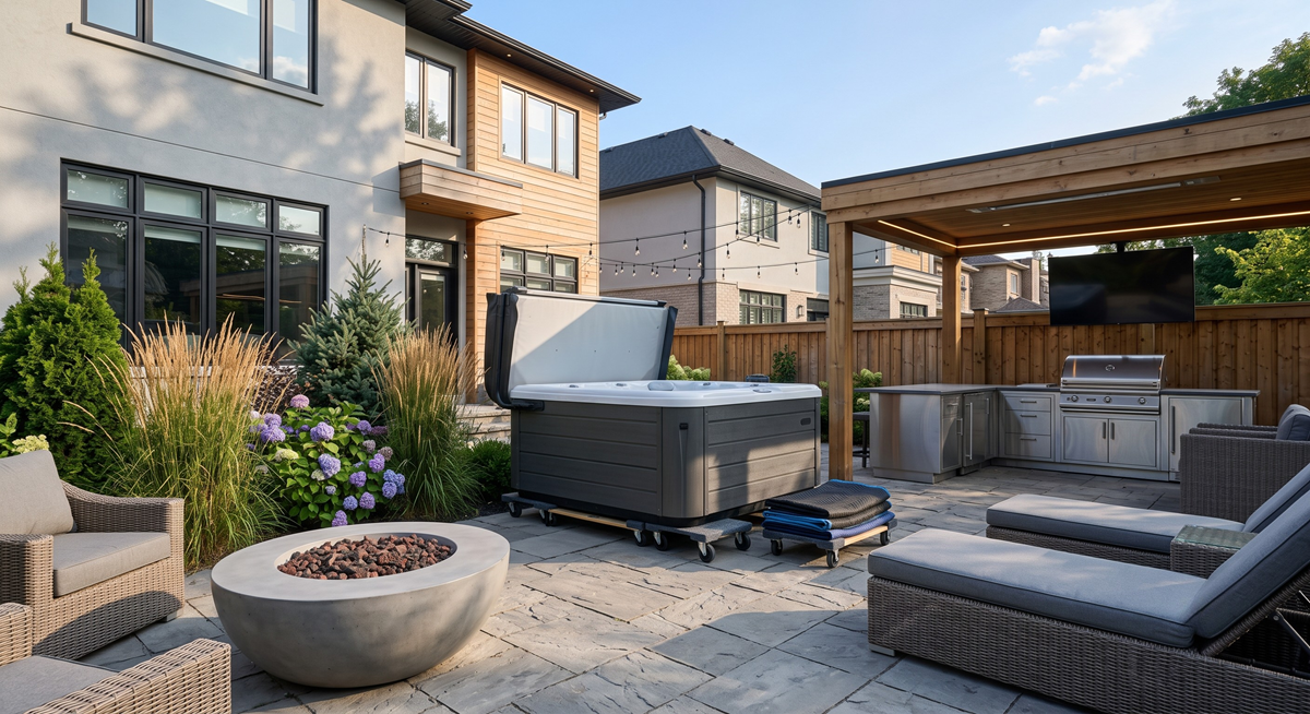 Moving a large spa through a narrow side yard