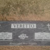 Gravestone for the Veretto family with engraved plaques and “Always Loved, Never Forgotten” inscription