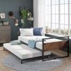 A bedroom with a day bed and a couch.
