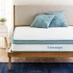 A bed with a mattress and pillows on it.