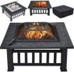 A fire pit with a grill on top of it.