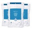 Three bags of cotton balls are stacked on top of each other on a white background.