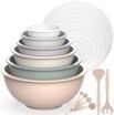 A stack of bowls sitting on top of each other on a table.
