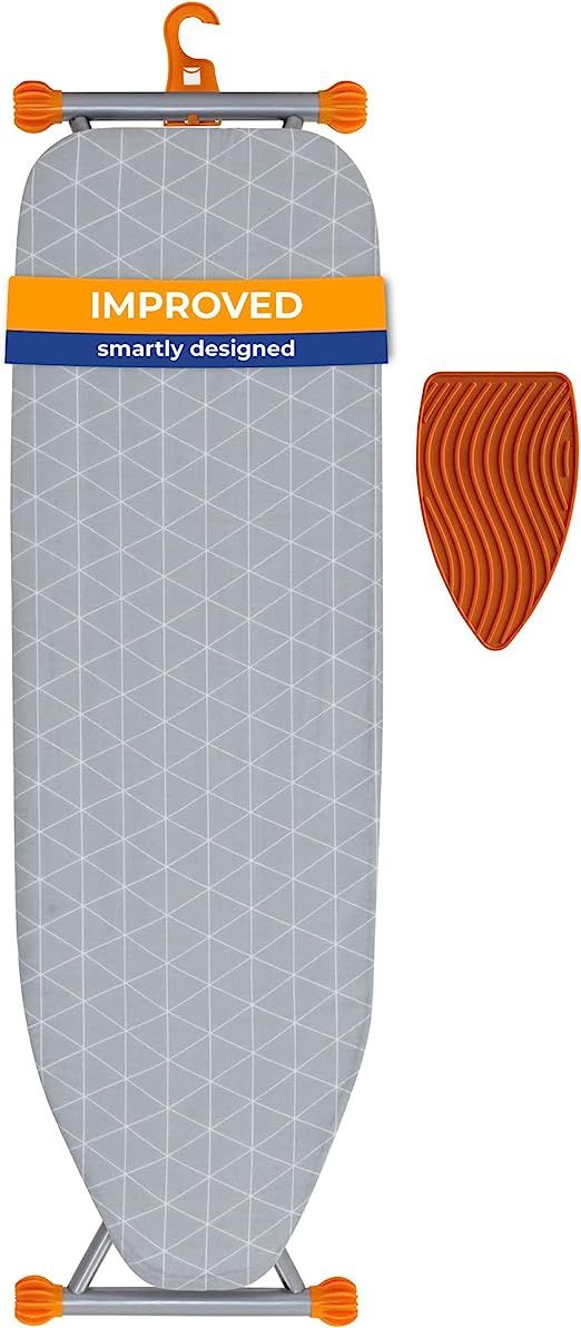 An ironing board with a mop attached to it.