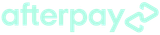Afterpay logo in light green with two arrows at the end.