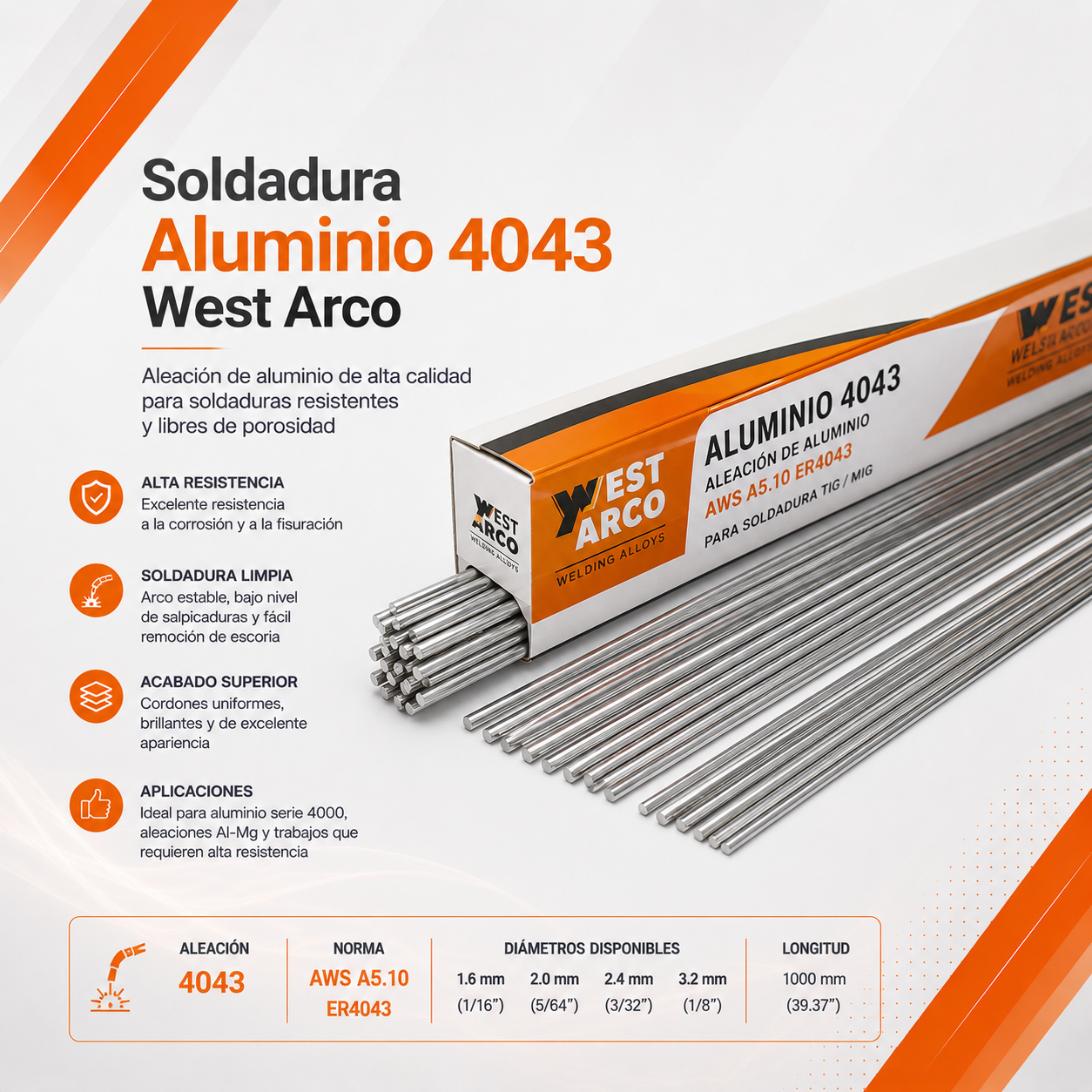 Soldadura Aluminio 4043 West Arco