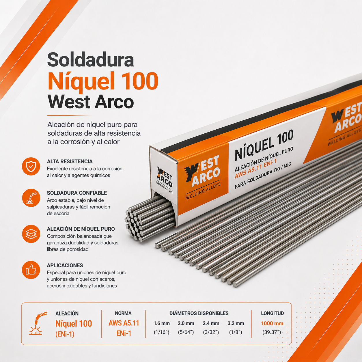 Soldadura Níquel 100 West Arco