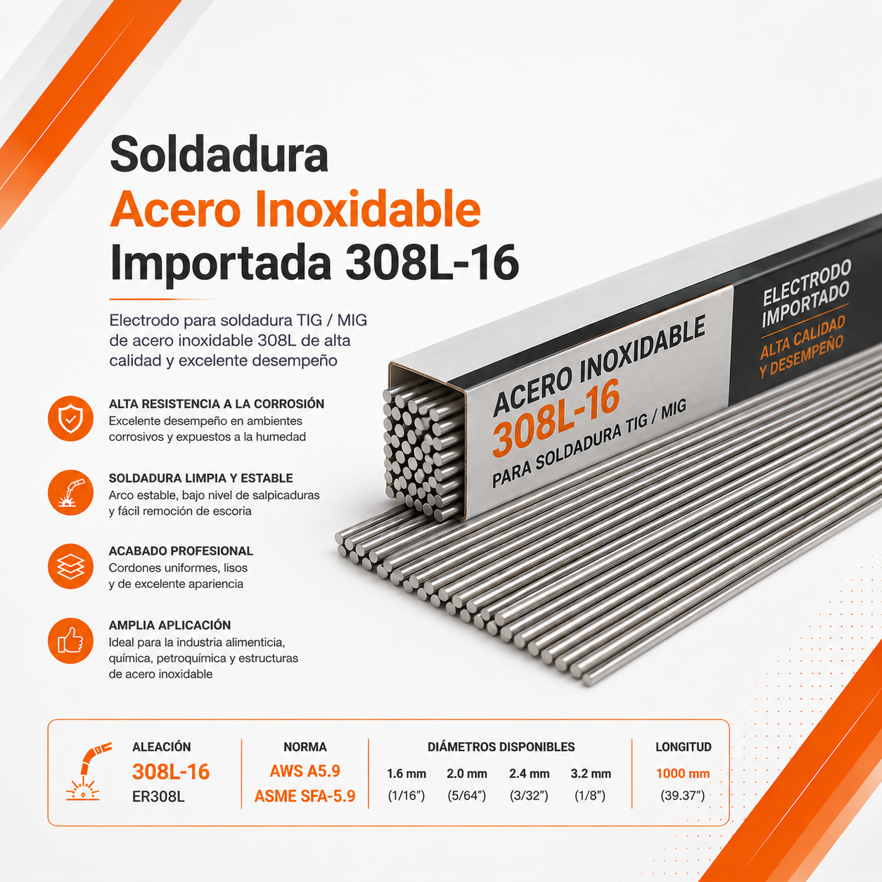 Soldadura Acero Inoxidable Importada 308L-16
