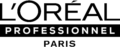 Het logo van L'Oréal Professionnel Paris in zwarte tekst op een witte achtergrond.