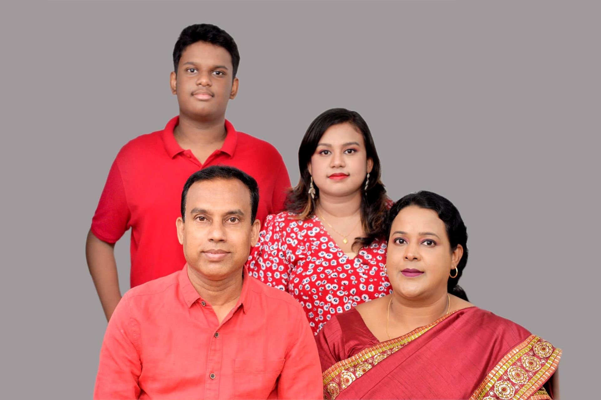 Pastor Piyal and his family in a group photo.