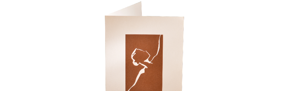 A card with a drawing of a woman on it.