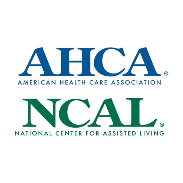 AHCA and NCAL logos stacked, blue and green text.