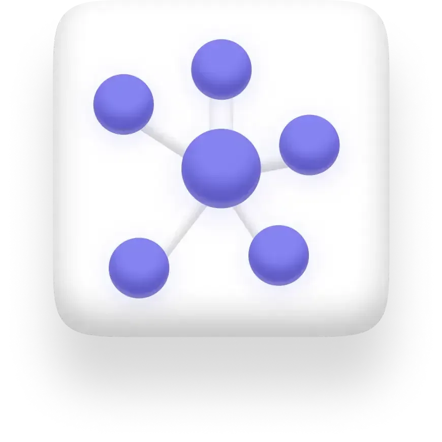 A white square with a 3D diagram of interconnected blue spheres.
