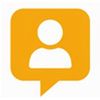 Yellow speech bubble with a white person silhouette icon inside