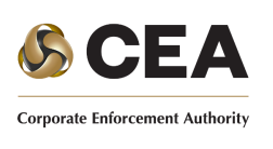 CEA logo with gold emblem and black text reading