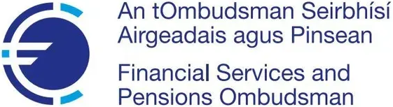 Logo for An tOmbudsman Seirbhísí Airgeadais agus Pinsean (Financial Services and Pensions Ombudsman) in blue and black