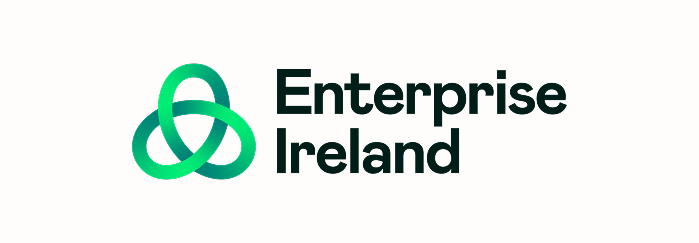 Enterprise Ireland logo with green knot icon and black text on white background