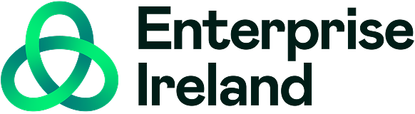 Enterprise Ireland logo with green knot icon and black text on white background