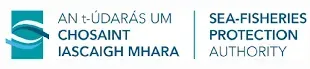 An t-Údarás um Chosaint Iascaigh Mhara and Sea-Fisheries Protection Authority logos in teal and black.