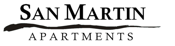 San Martin Apartments logo in black text with a wavy underline