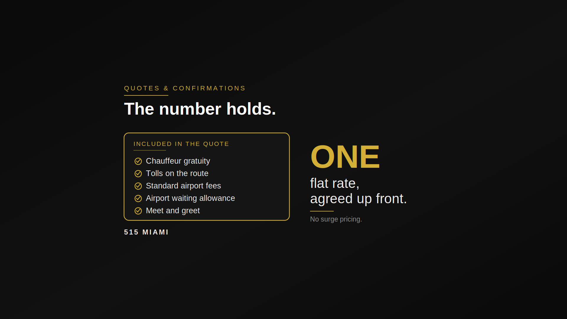 How a 515 MIAMI Quote and Confirmation Work: Flat Rates