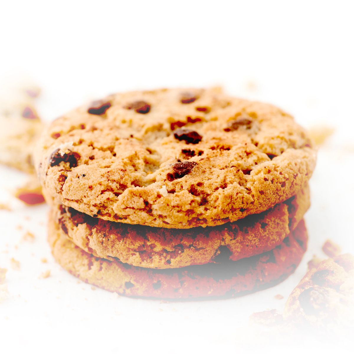 Cannabis-infused chocolate chip cookie displayed against a white background.