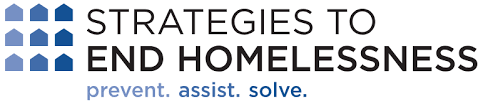 A logo for strategies to end homelessness that says prevent assist solve
