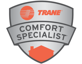 Trane Comfort Specialist shield logo in gray and orange
