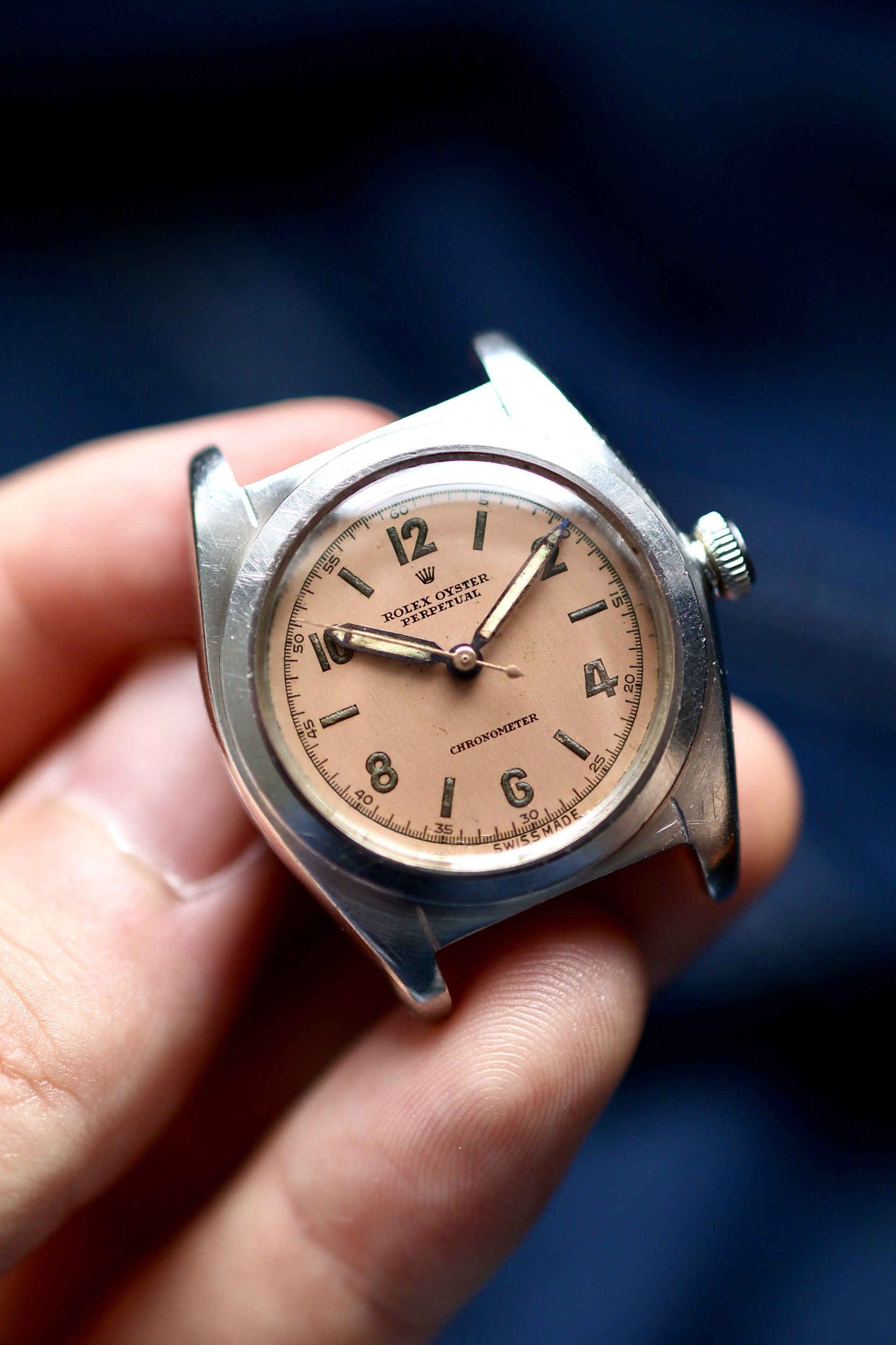 Rolex Bubbbleback ref. 2940 w/ salmon dial on Made In England WAB Rolex bracelet | Circa 42’