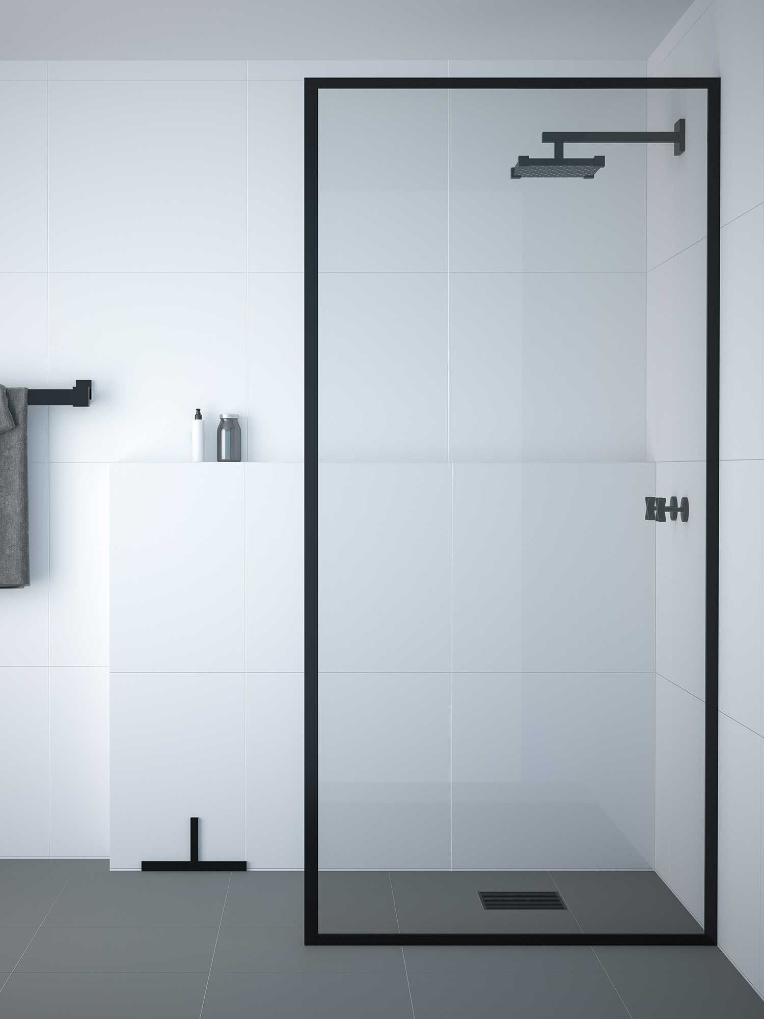 Black Shower With Shower Screens — Fixtures & Fittings In Tweed Heads South, NSW