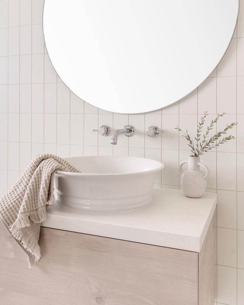 Silver Wall Taps With White Countertop — Fixtures & Fittings In Tweed Heads South, NSW