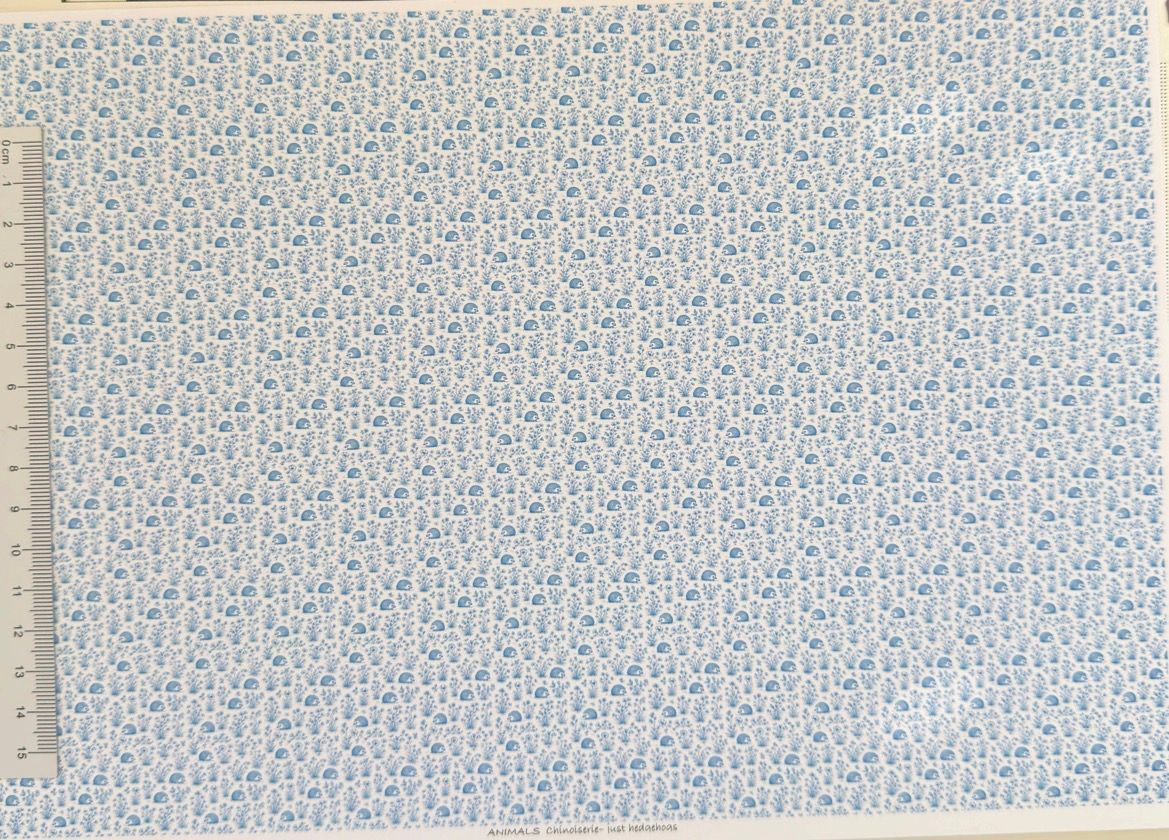Wallpaper, fabric, carpet Animals- chinoiserie - hedgehog stripes 1/48 scale