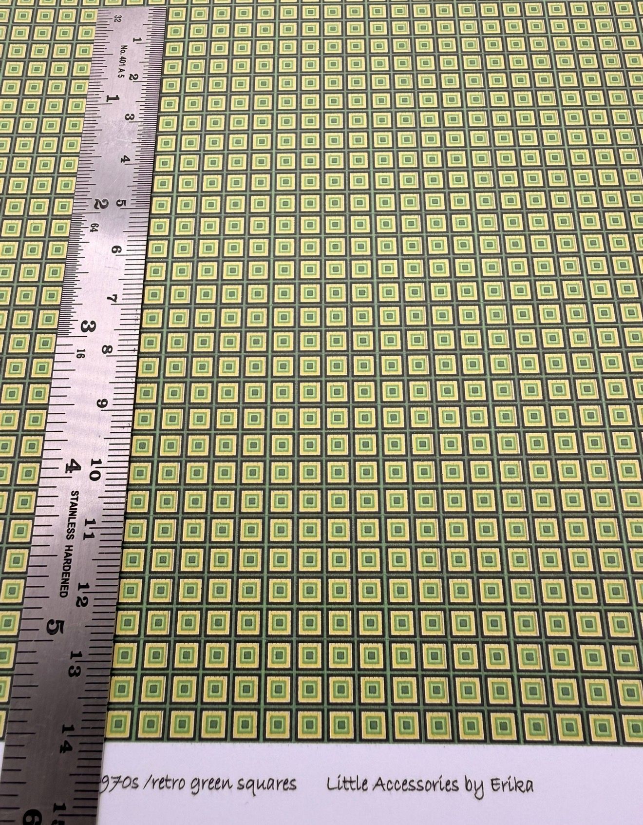 Wallpaper / fabric 1970S RETRO GREEN SQUARES 1/48 SCALE