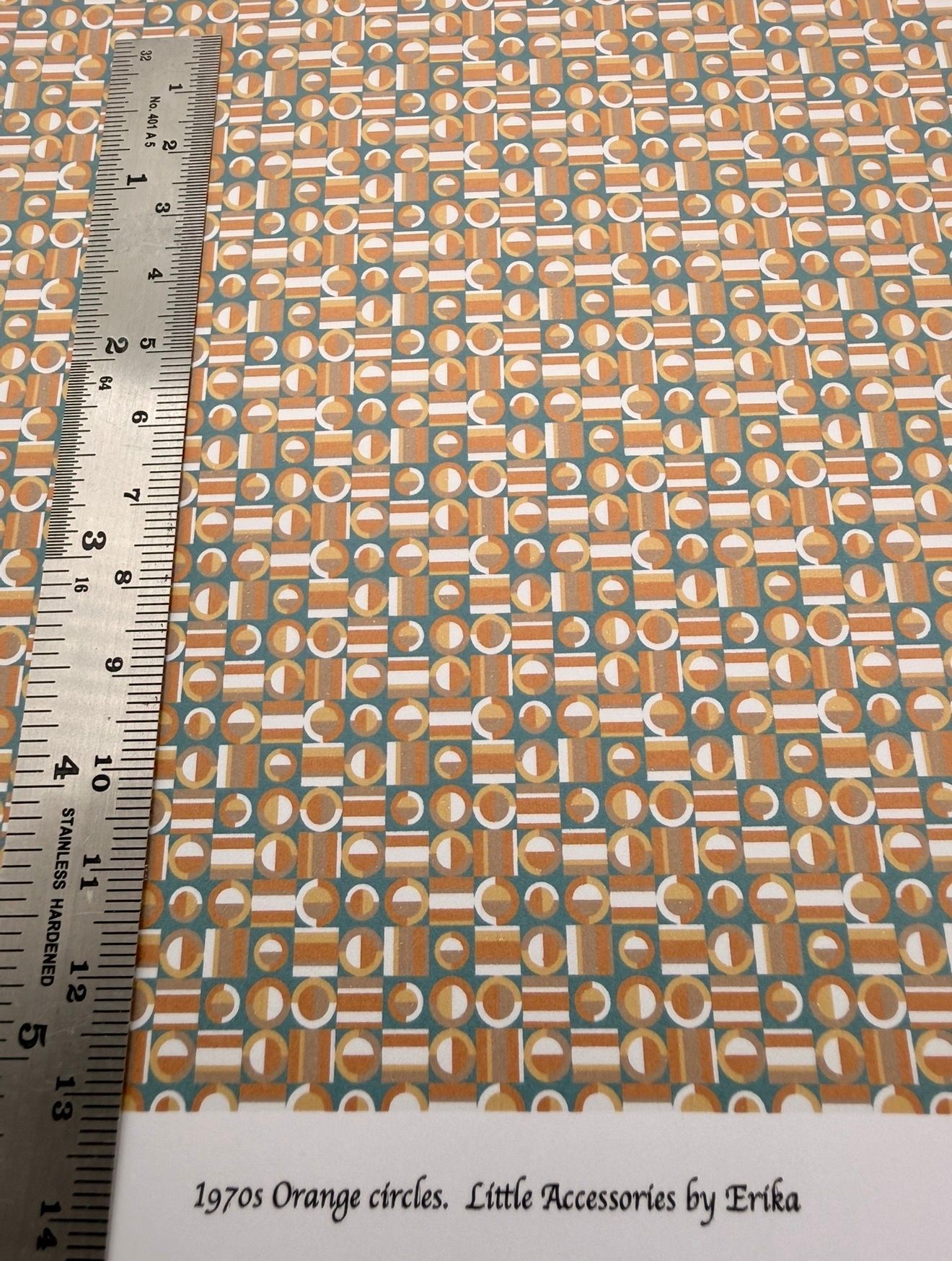 Wallpaper / fabric 1970S ORANGE CIRCLES 1/48 SCALE