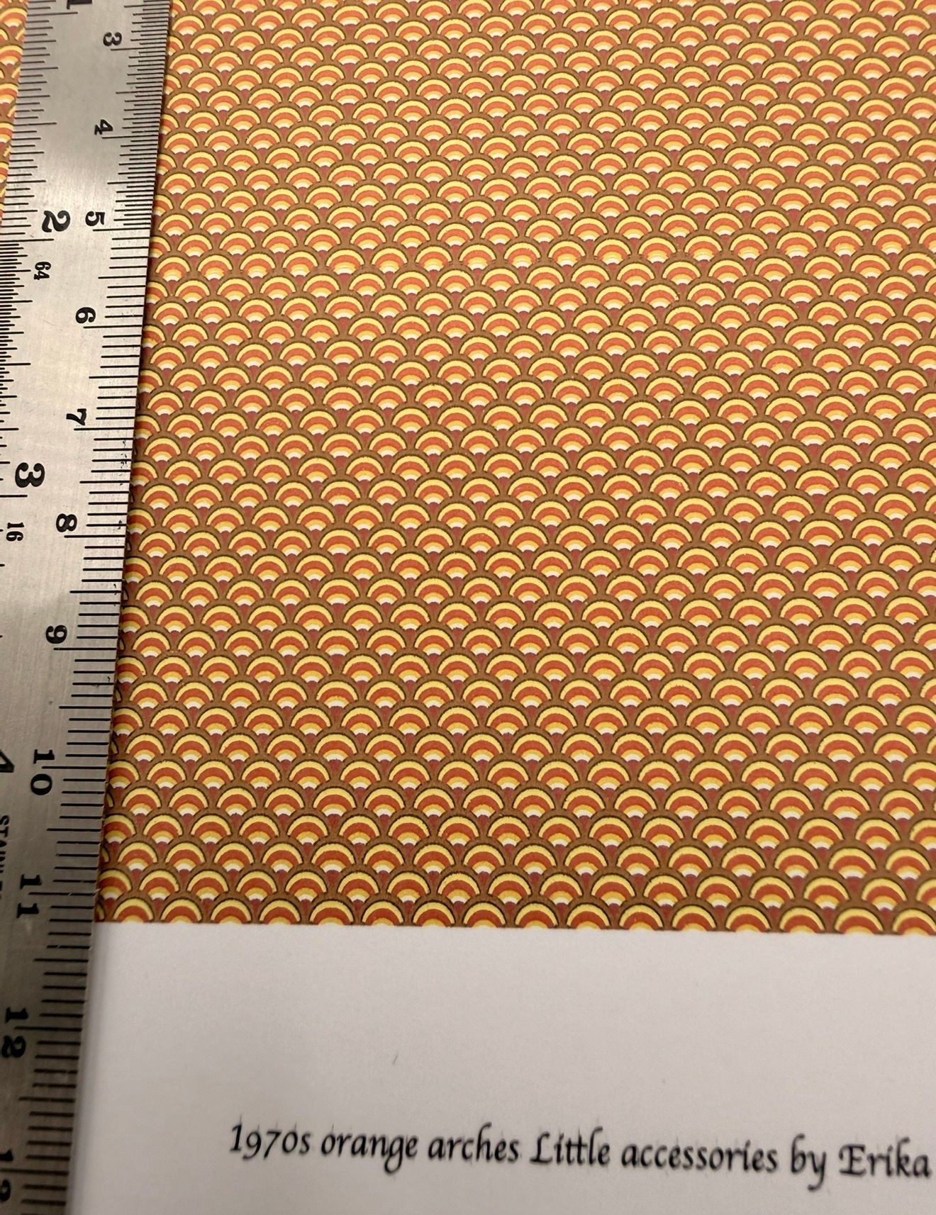 Wallpaper / fabric 1970S ORANGE ARCHES. 1/48 SCALE
