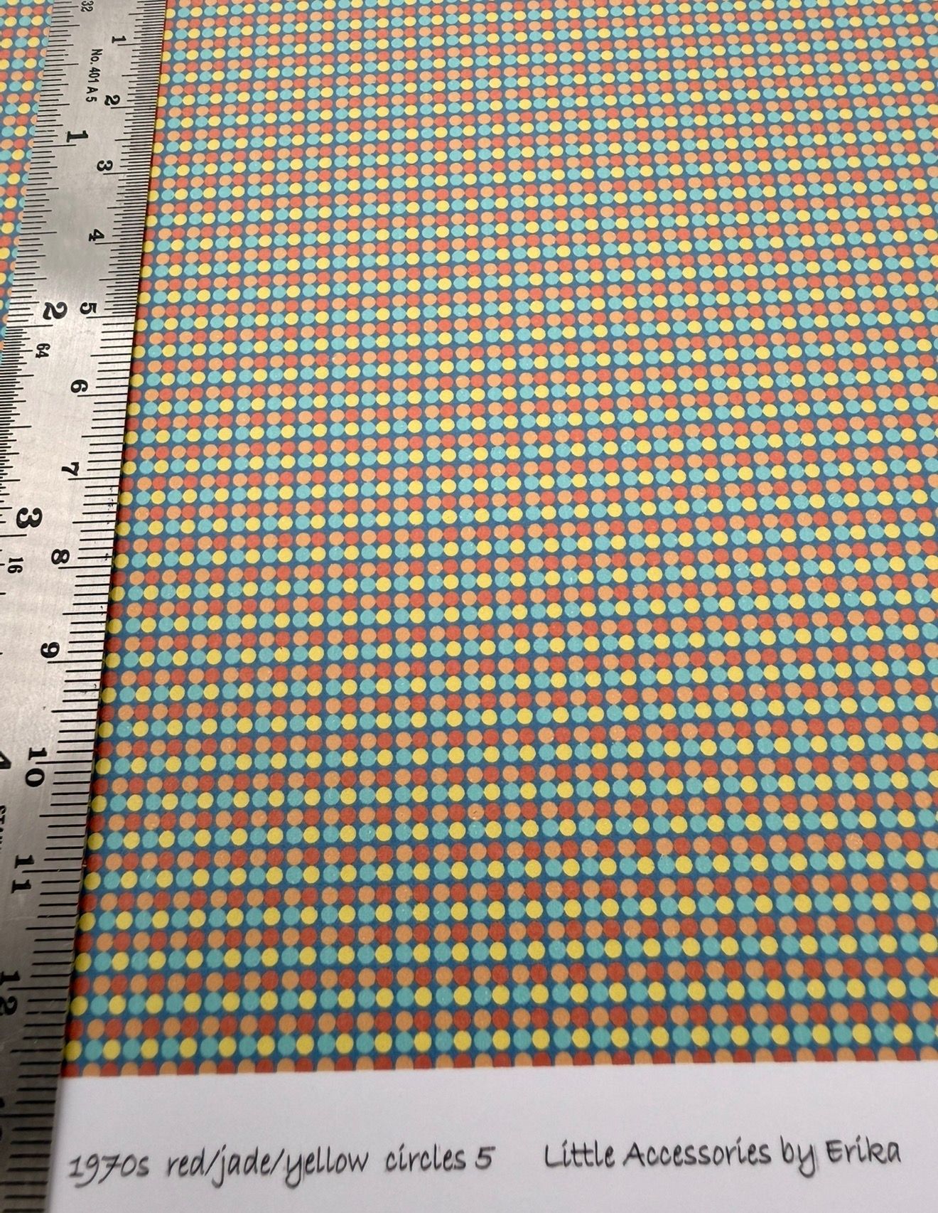 Wallpaper /fabric/carpet 1970S RED JADE YELLOW CIRCLES 5 1/48 SCALE