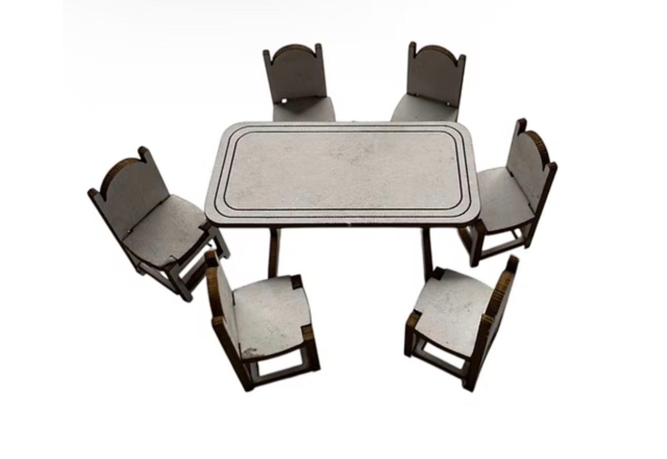 Oblong table & 6 chairs WILD west. 1/48 scale