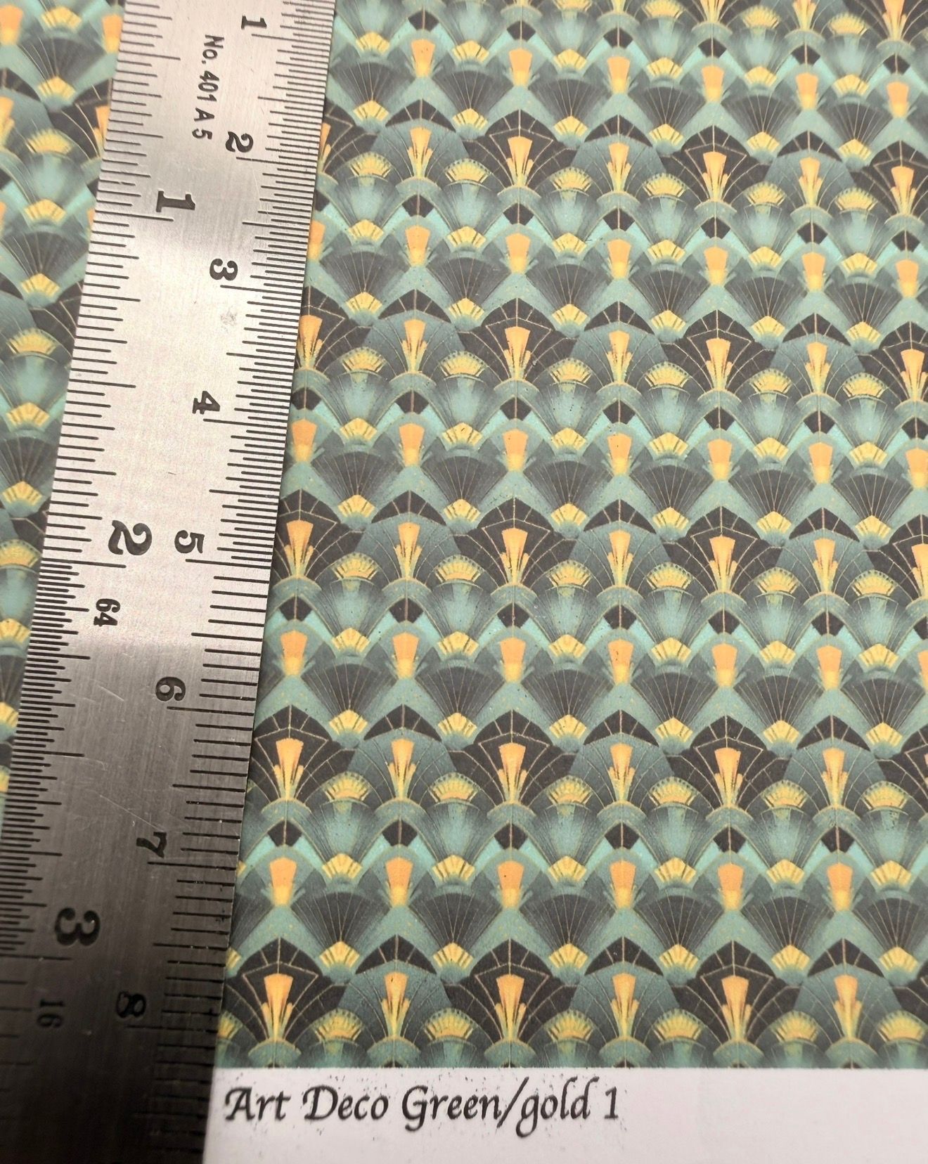 Wallpaper/fabric Art deco green gold 1