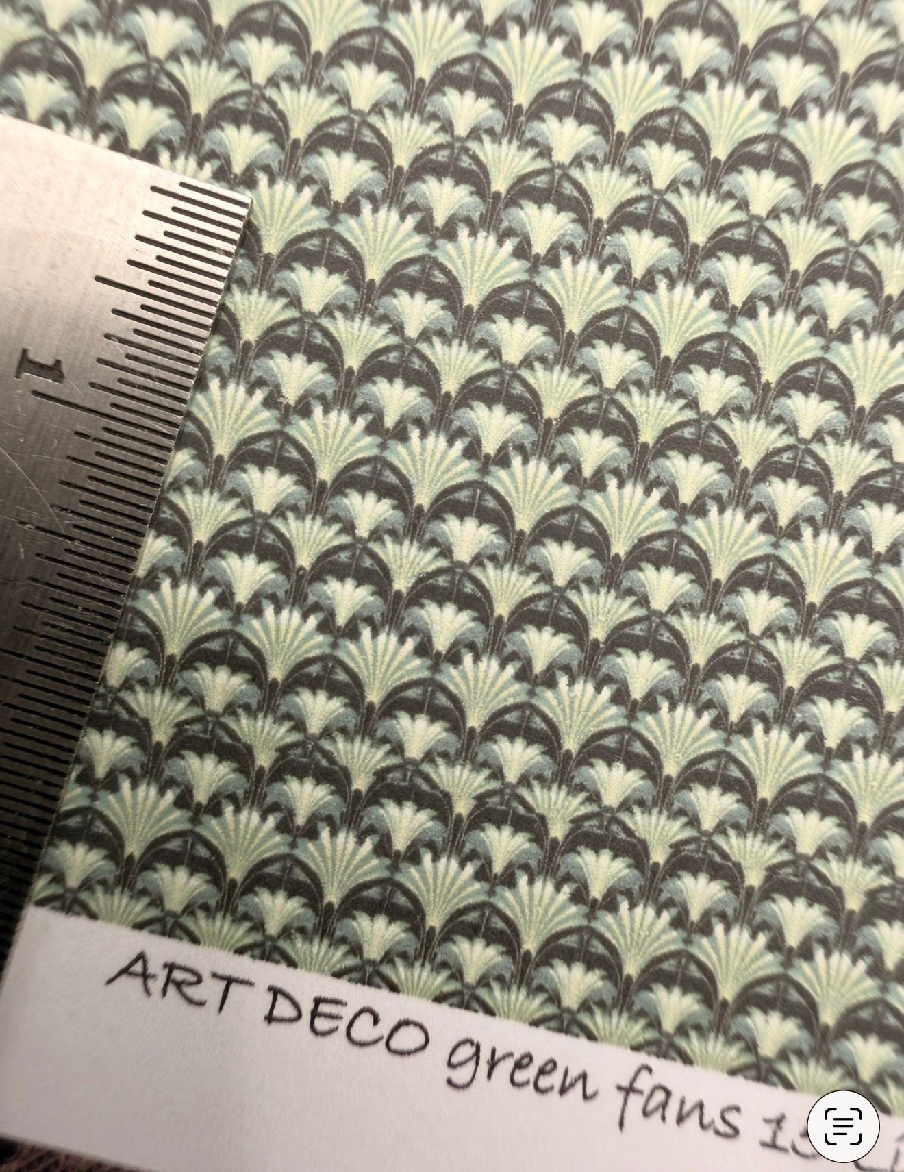 Wallpaper/fabric Art Deco green fans 15. 1/48 scale