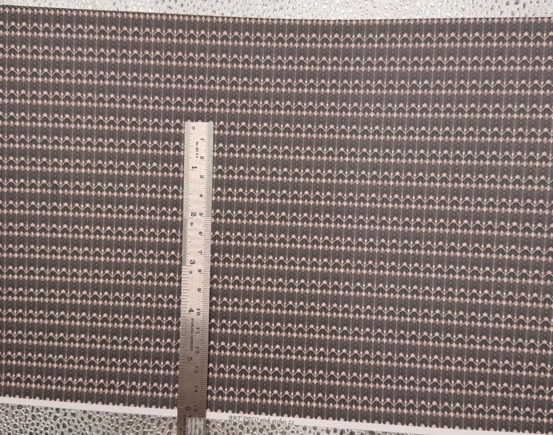 Wallpaper/fabric Art Deco pink arches 22. 1/48 scale