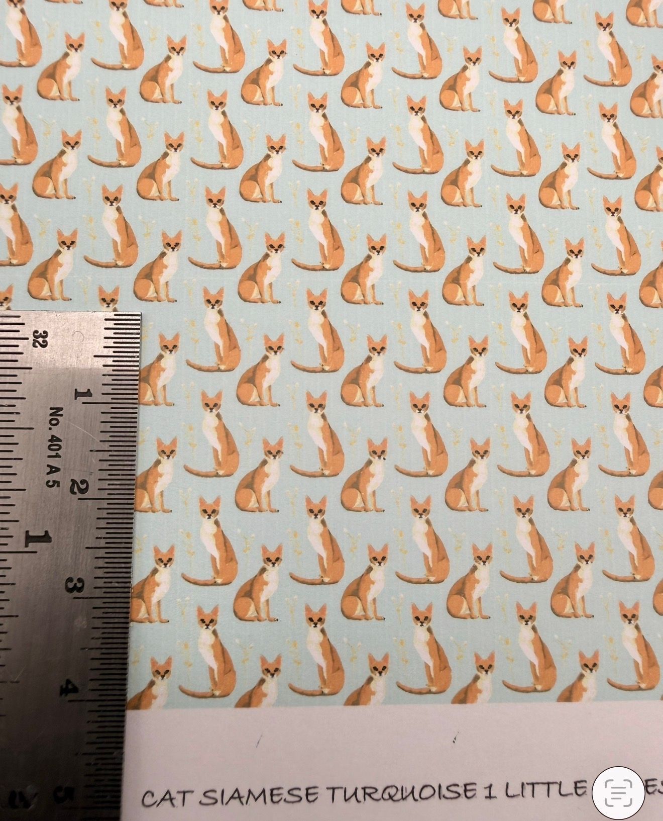 Wallpaper/ fabric CAT siamese turquoise 1. 1/48