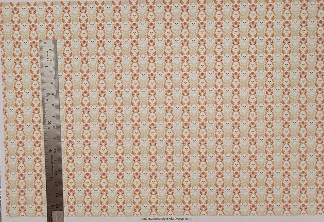 Wallpaper /fabric CATS orange 1. 1/48 scale