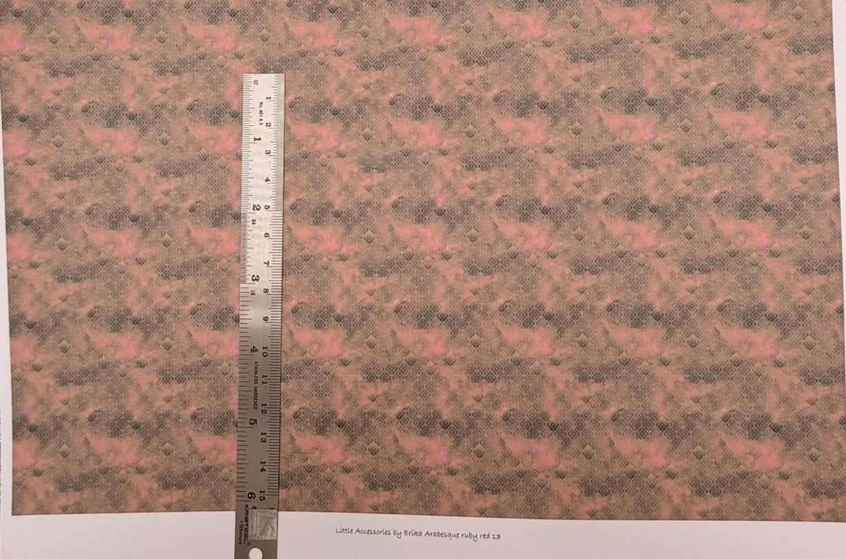 Wallpaper/fabric arabesque ruby red 13.   1/48 scale