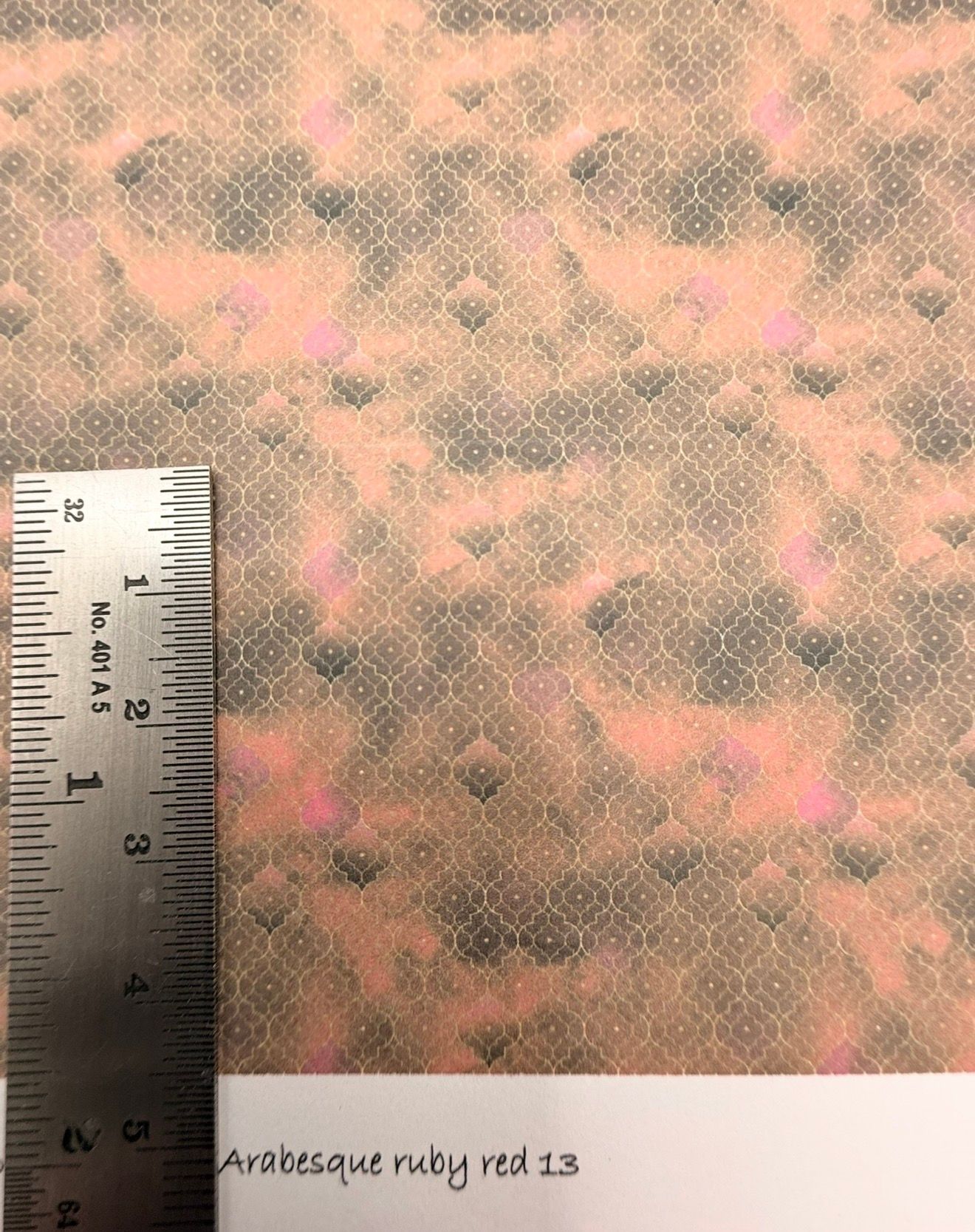Wallpaper/fabric arabesque ruby red 13.   1/48 scale