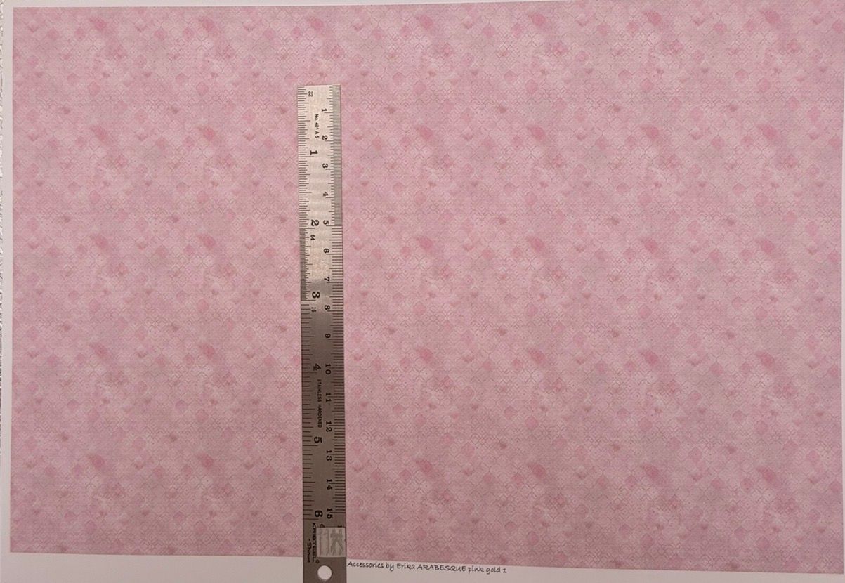 Wallpaper/fabric Arabesque pink gold 1.  1/48 scale