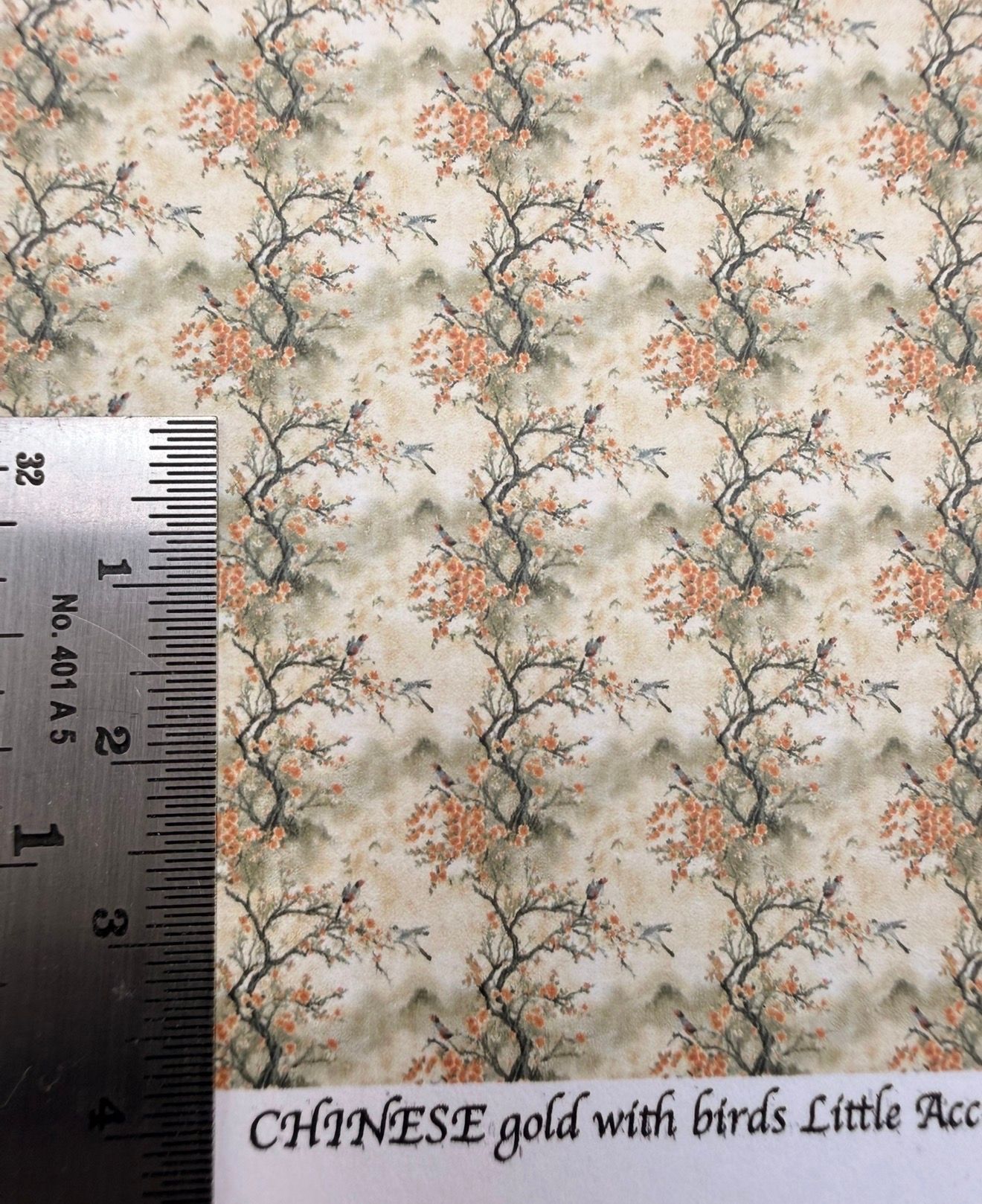 Wallpaper/fabric Chinese gold with birds. 1/48 scale