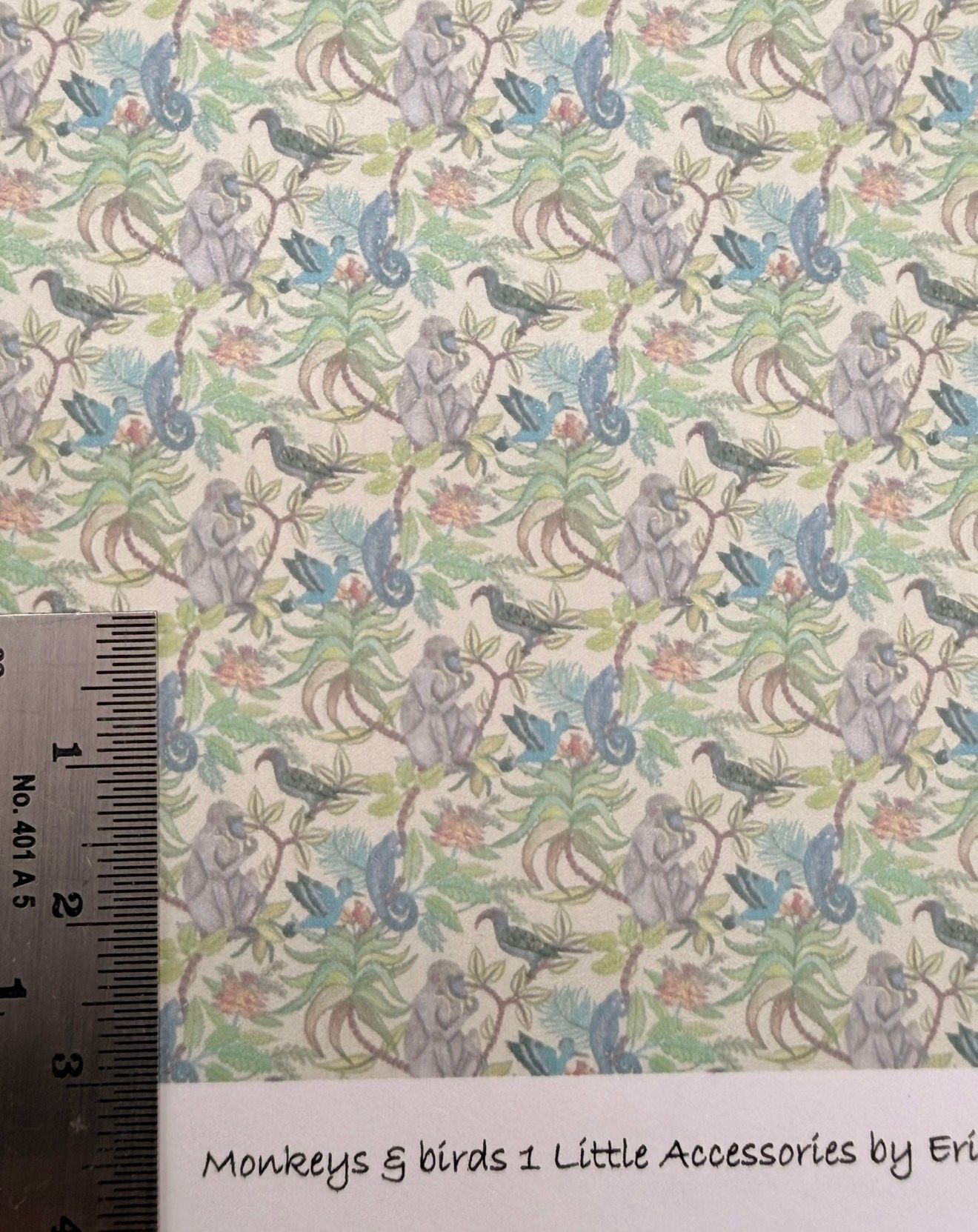 Wallpaper/fabric. Monkeys & birds 1/48 scale